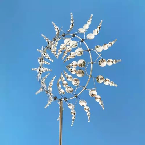 Zebbyee Magische Windmühle Garten Wetterfest, 3D Windspiel Garten Metall, Windspiele für Draußen Stehend, Windrad Garten
