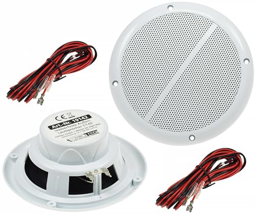 ChiliTec Lautsprecher 6,5' 165mm Wasserfest 100Watt PAAR Einbaulautsprecher für Wand & Decke Marine-Lautsprecher IP44 geeignet für Innen- & Aussenbereich Paar / 2 Stück Weiß
