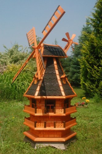 XXL Windmühle, Gartenwindmühle, Windmühlen aus Holz, kugelgelagert 1,50m imprägniert (dunkel)