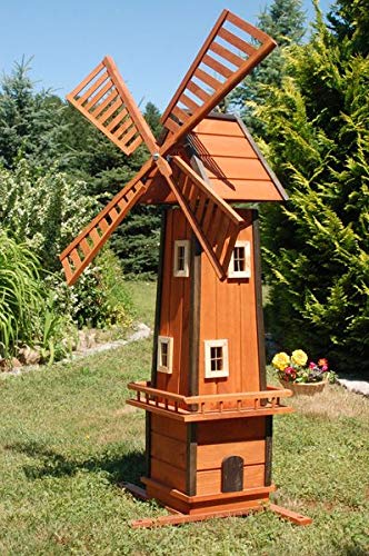 Windmühle, Turm, Windmühlenturm, Windmühlen, Holz, Garten, Deko, 1,55 m wahlweise mit Solar, Solarbeleuchtung:ohne Solarbeleuchtung