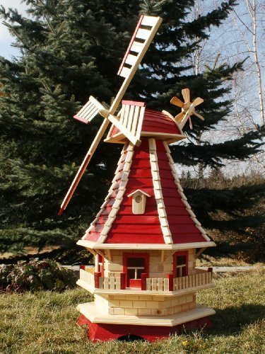 Große Windmühle mit Solar 1,30 m rot/Natur Typ 3.1