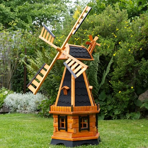 Windmühle WM 1,30-1,45 (schwarz mit Solarbeleuchtung, 1,28 m)