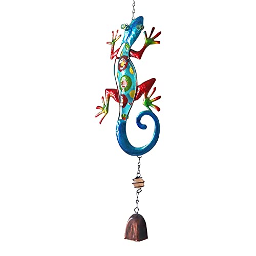 Windspiel Garten Metall Windspiel Gecko Wandbehang Ornament Mit Bemaltem Glas, Glocken Und Perle Für Garten Rasen Hof Terrasse Hausgarten Dekoration