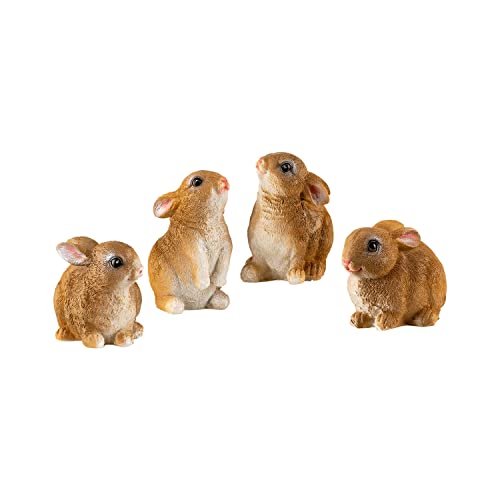 VERDOBA Gartenfiguren Häschen im 4er Set - Garten Deko aus Kunstharz, wetterfest - Deko Tier Figur für den Garten - Vier Kaninchen aus Polyresin für außen