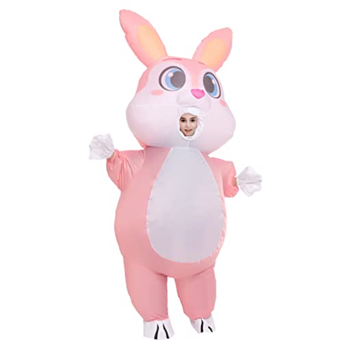 Spooktacular Creations Osterhase Aufblasbares Kostüme für Erwachsene Aufblasbares Osterkostüm mit rosa Häschen Cosplay Aufblasbar Oster Party