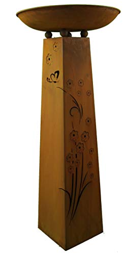 Rostikal | Edelrost Säule mit Pflanzschale Blumensäule zur Gartendeko aus Metall mit eigenen Namen | 115 cm