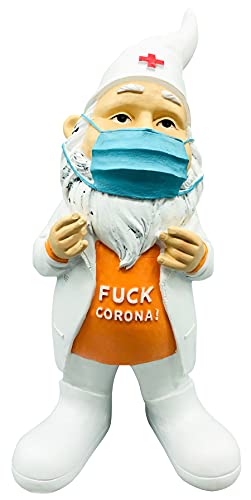 SEWAS Gartenzwerg Arzt Krankenpfleger Doctor Corona Figur, handbemalt und wetterfest aus hochwertigem Kunstharz, Dekofigur