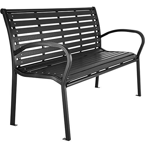 TecTake 403213 Premium Gartenbank, 3-Sitzer, Hips Sitzbank, widerstandsfähig, bis 200 kg belastbar, 126 x 62 x 81,5 cm, schwarz