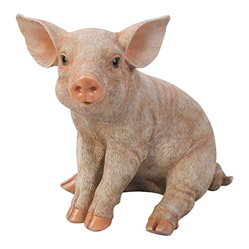 Dehner Dekofigur Schwein, sitzend, ca. 24 x 17 x 23 cm, Polyresin, zartrosa