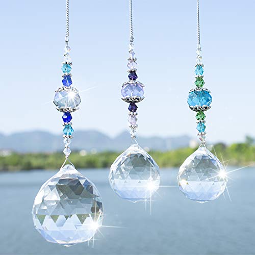 H&D HYALINE & DORA kristall Prismenkugel Regenbogen Maker Glas Fenster Sonnenfänger, 3 Stück