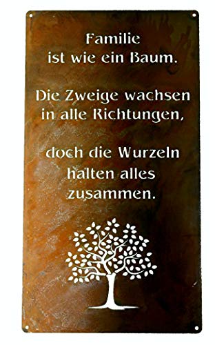 Rostikal | Rost Gartenschild Familie zum hängen | Deko Spruchtafel Schild in Edelrost | 30 x 15 cm