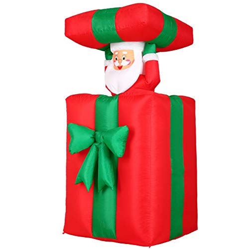 Monzana Aufblasbarer Weihnachtsmann 152cm Springt-aus-der-Box LED Beleuchtet Weihnachten Geschenk Deko Nikolaus Santa