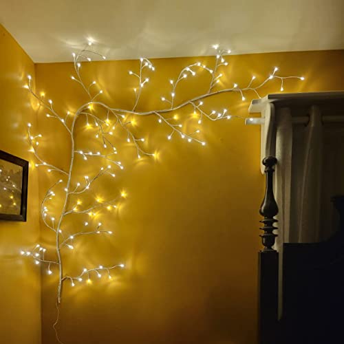 NEWNEN Lichterkette 144 Warmweiß LEDs Zweige Lichter Künstliche Birkenzweige Girlande Lichterbaum Deko für Schlafzimmer Innen Außen Ostern Weihnachtsdeko Beleuchtet