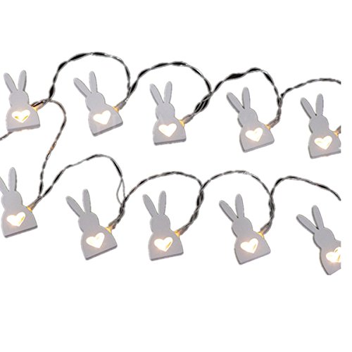 LEDMOMO Ostern Lichterkette Batteriebetriebene Holz Kaninchen Form LED String Light für Halloween, Weihnachten, Ostern, Karneval usw.