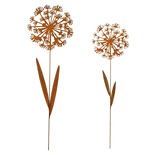 Storm's Gartenzaubereien Pusteblume Gartenstecker - Allium zum Stecken 2 Modelle in Rostoptik 113cm und 90cm hoch