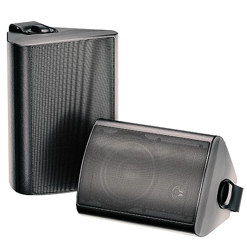 Herdio 6,5 Zoll Outdoor-Lautsprecher wasserdicht verkabelt 200 Watt mit kraftvollem Bass, Wandmontage-Außenlautsprecher für Patio Garage überdachte Terrasse (schwarz)