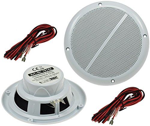 Aussen Lautsprecher 6,5' 165mm 100Watt PAAR Einbaulautsprecher für Wand & Decke Marine-Lautsprecher IP44 geeignet für Innen- & Aussenbereich Paar / 2 Stück Weiß