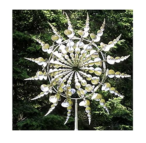 Einzigartige und magische Metall-Windmühle, 3D-windbetriebene kinetische Skulptur, Metall-Wind-Spinner, Rasen-Wind-Spinner für Hof und Garten, Windfänger, Außenterrassendekoration, 35X70cm