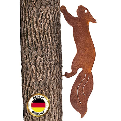 Glaskönig - Rostiges Eichhörnchen rennend - Baumstecker Edelrost Deko Höhe 15cm x Länge 42cm - Metall Rost Gartendeko als Eichhörnchen Figur- Rostdeko für draussen