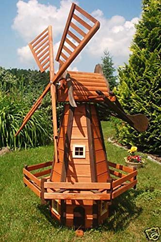 XXL Premium holländische Windmühle aus Holz 160cm kugelgelagert Garten Deko 1,6m
