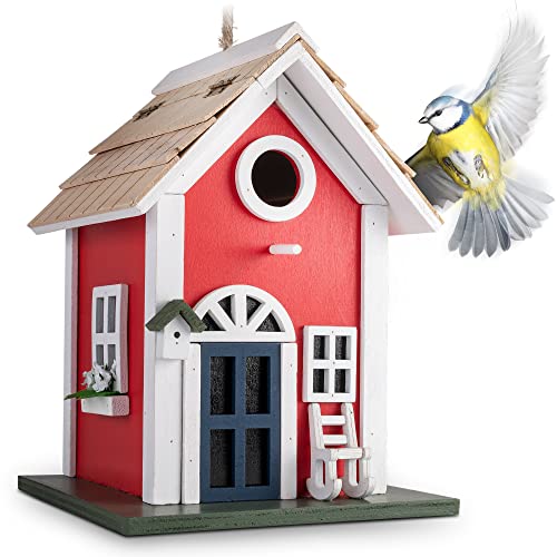 GARDIGO® Nistkasten Landhaus aus Holz I Dekoratives Vogelhaus zum aufhängen I Nisthilfe, Vogelhäuschen für Garten, Balkon, Terrasse