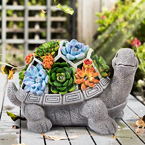 LESES Gartendeko Gartenstatuen - Schildkröte Ornamente Deko Gartenfigur Ornament mit LED solarbetriebenen Lichtern Dekorationen für den Garten, Terrasse, Rasen, Weihnachten