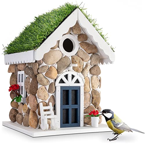 GARDIGO® Nistkasten Steinhaus I Dekoratives Vogelhaus zum aufhängen I Vogelhäuschen für Garten, Balkon, Terrasse