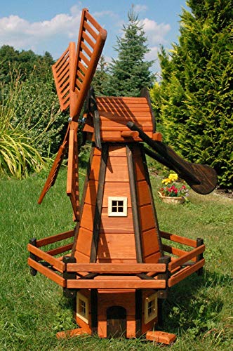 XXL Premium holländische Windmühle aus Holz 120cm 1,2m kugelgelagert Garten Deko