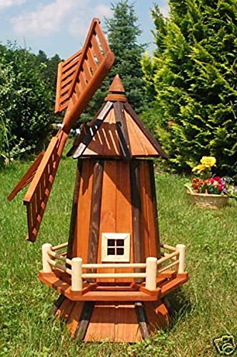 DEKO VERTRIEB BAYERN XL Premium Windmühle Windmühlen aus Holz imprägniert und kugelgelagert Garten