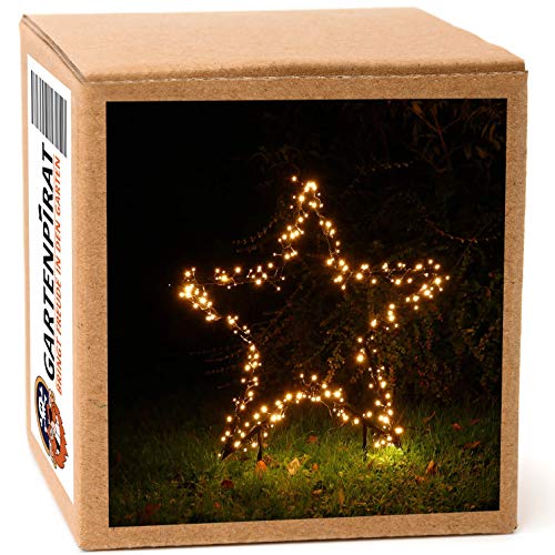 Weihnachtsdeko Beleuchtung – Weihnachtsbeleuchtung für draußen – Außenbeleuchtung Weihnachten Figur Stern – Mit Lichterkette & Erdspieß – Energieeffiziente LED – Ø 90