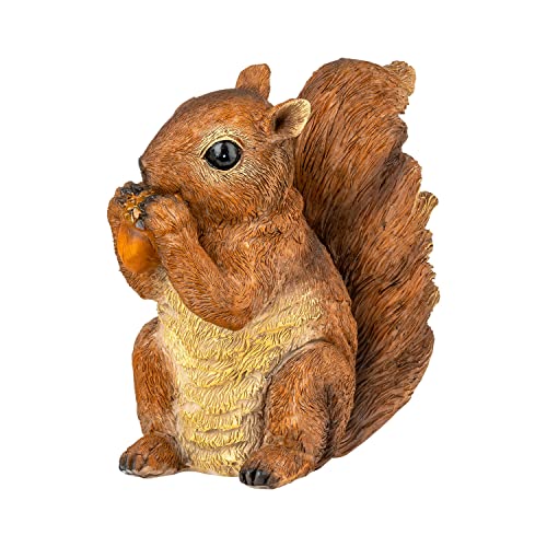 VERDOBA Eichhörnchen Figur mit Nuss - Dekofigur Garten, wetterfest - Gartendeko Eichhörnchen - süße Eichhörnchen Deko aus Kunstharz für den Garten
