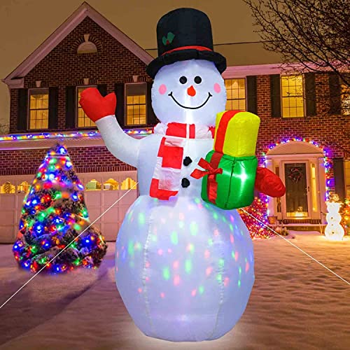 Aufblasbare Weihnachten Schneemann 150cm mit Drehen LED Beleuchtet , Weihnachtsmann Weihnachtsbeleuchtung Weihnachtsdeko Garten Hof Wohnzimmer Balkon Außen