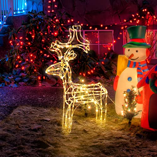 SALCAR 60cm LED Rentier Figur Beleuchtet Außen, Weihnachtsbeleuchtung Hirsch Deko Weihnachten, Weihnachtsdeko Figuren Elch Garten Outdoor, Warmweiß