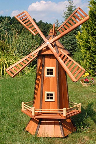 XXL Premium Solar Windmühle 130cm Holz imprägniert+kugelgelagert Garten Deko