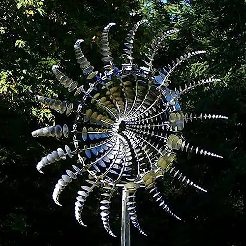 HEZHU Einzigartige und magische Metall Windmühlen Garten Wind Spinner WindfängerDekor