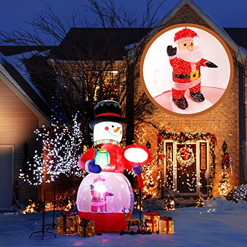 CCLIFE Led selbstschneiender Schneemann mit Schneefall Beleuchtet Aufblasbar snowman outdoor Schneiender Weihnachtsbeleuchtung weihnachtsdeko Weihnachtsfigur
