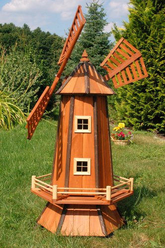 Deko-Shop-Hannusch Windmühle, Garten, Holz Windmühlen, Kugelgelagert, 1,3m,mit Solar