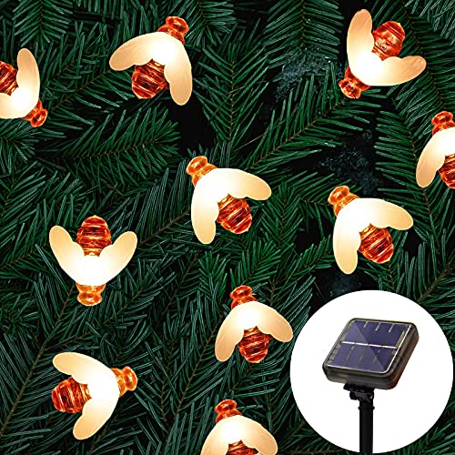 NEWYANG Solar lichterketten aussen,11M 60 LED 8 Modi IP65 Wasserdicht Warmweiß Bienen Lichterketten für Innen Außen für Garten, Bäume, Terrasse, Weihnachten, Hochzeiten, Party.